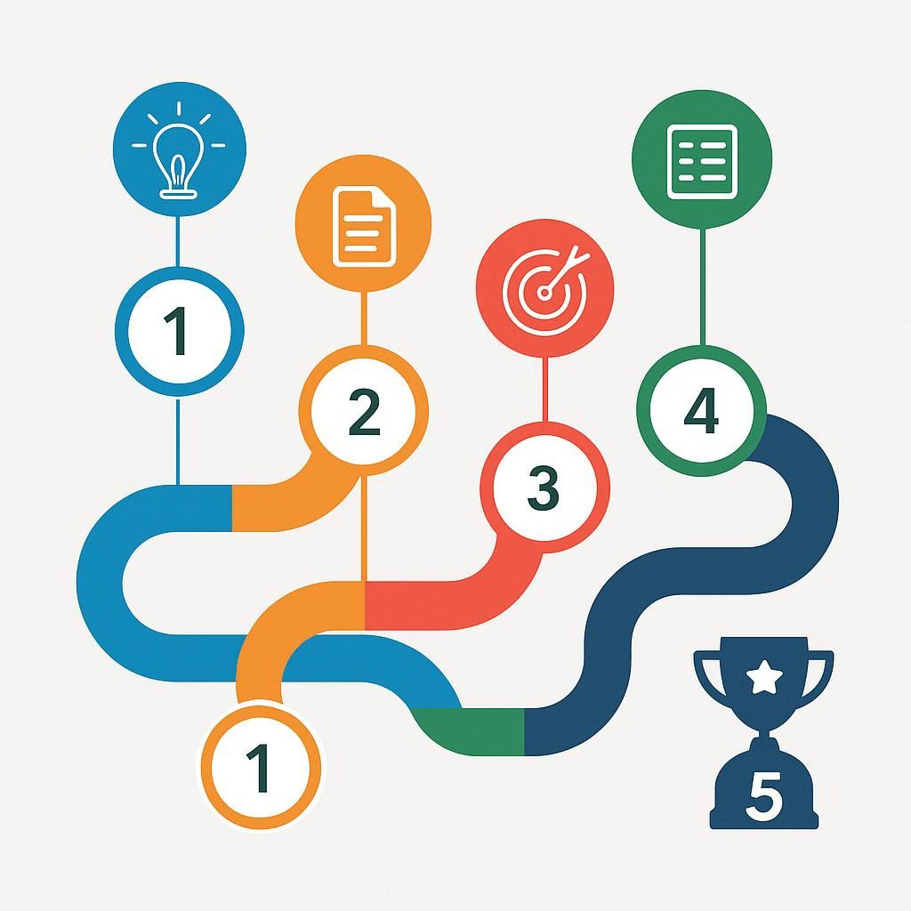 Step-by-step timeline infographic with milestones