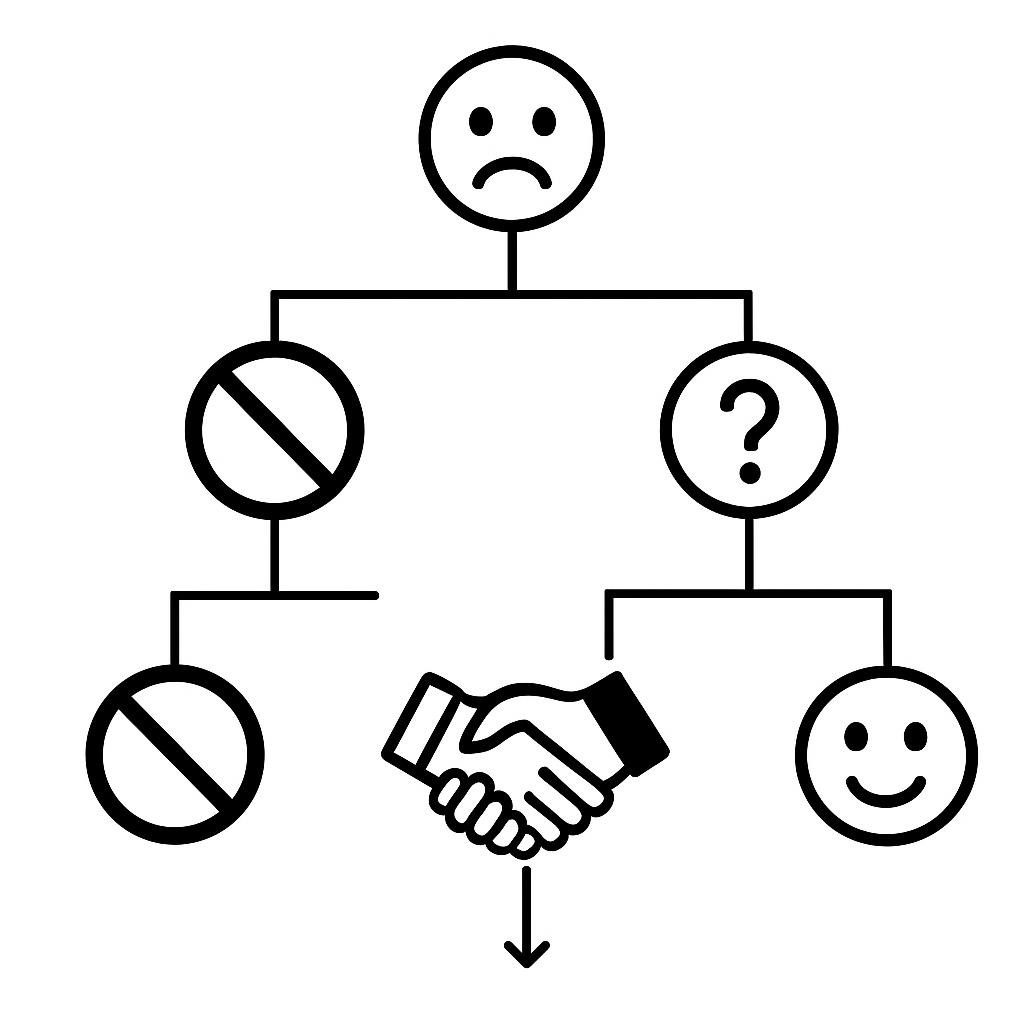 A flowchart of scenarios, with branches for adoption levels